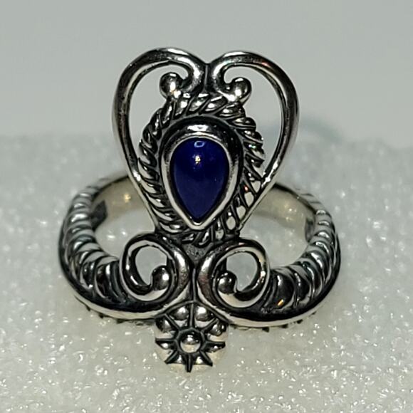 Vintage Carolyn Pollack (Relios)  Sterling Blue Cabochon Ring - Picture 2 of 11